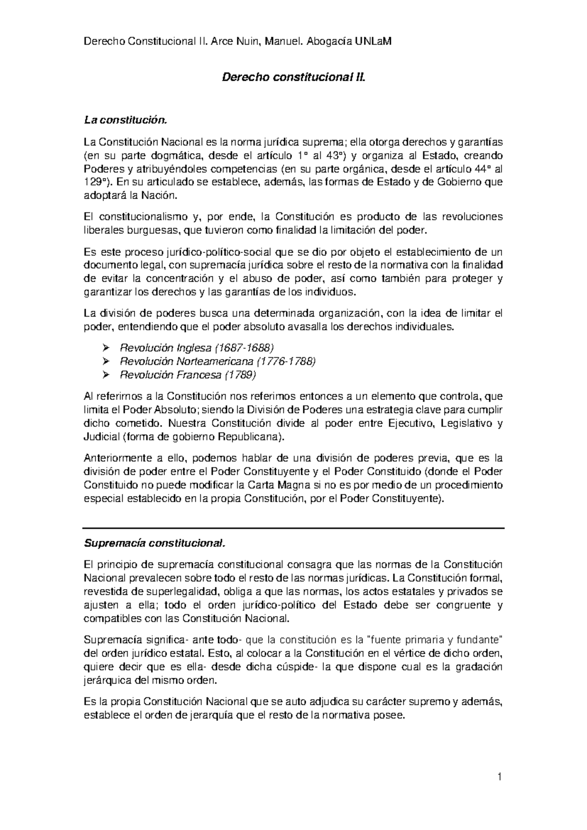 Derecho constitucional II 2022 - La constitución. La Constitución ...