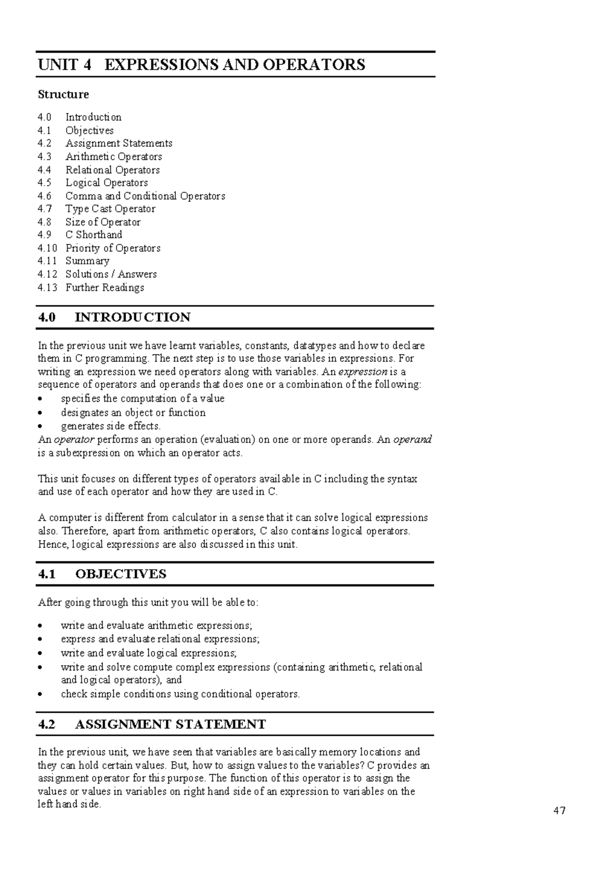 Unit-4 - students notes - Expressions and UNIT 4 EXPRESSIONS AND ...