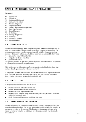 Unit-2 - students notes - Basics of C UNIT 2 BASICS OF C Structure 2 ...