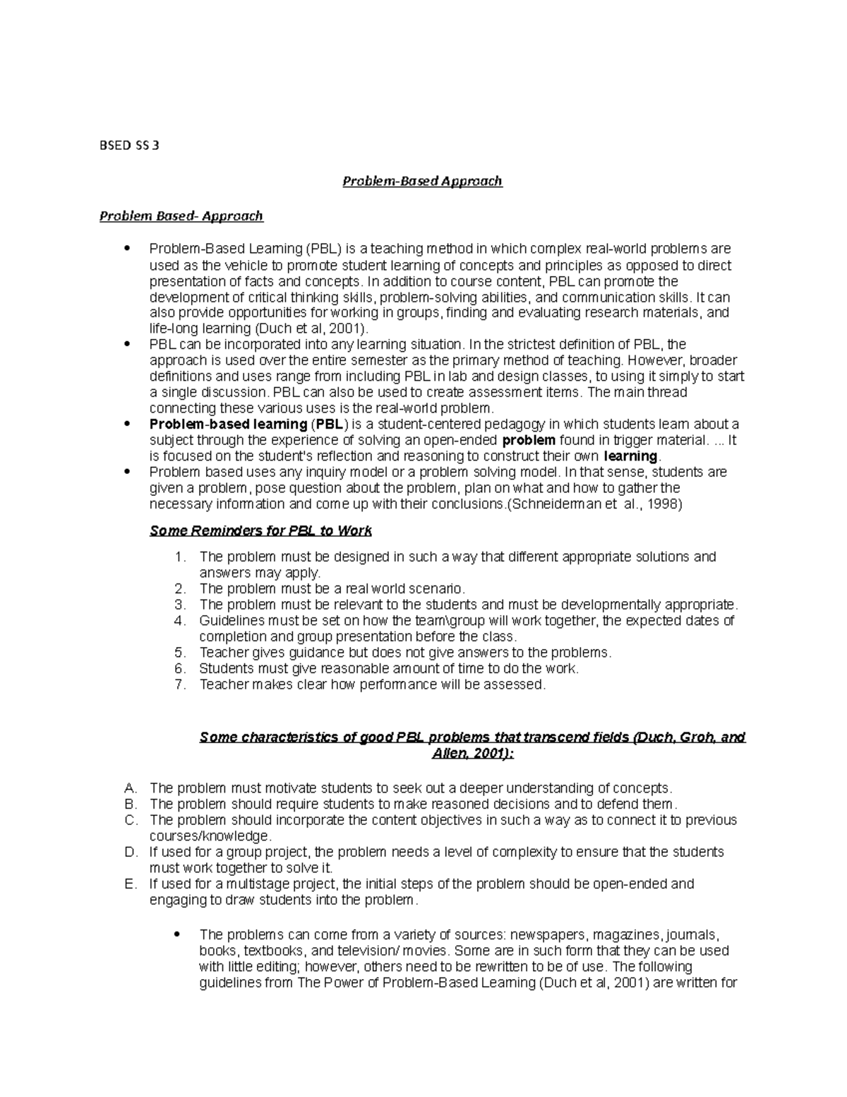 Building Bridges output 2 - BSED SS 3 Problem-Based Approach Problem ...