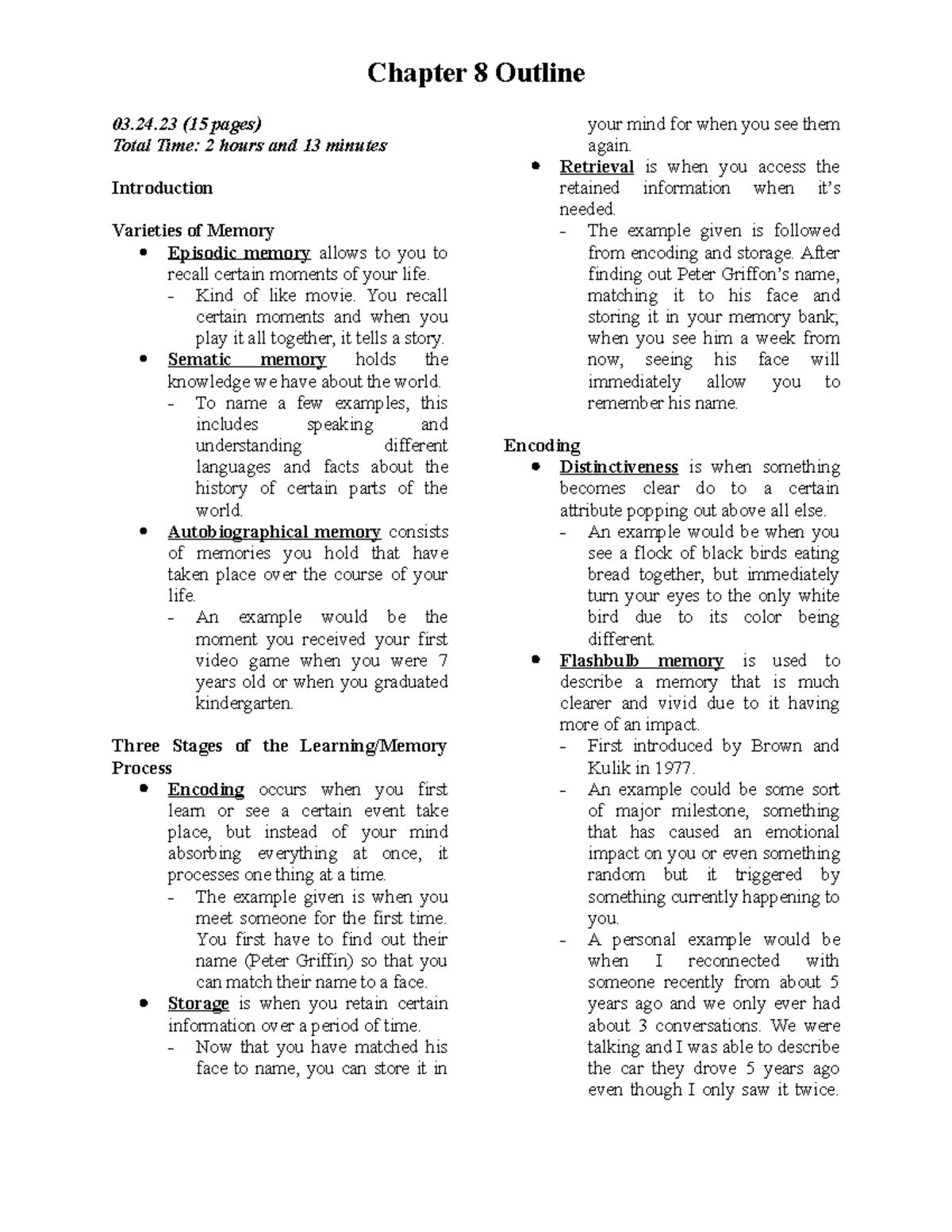 Chapter 8 Outline (Psychology) - Chapter 8 Outline 03.24 (15 Pages ...