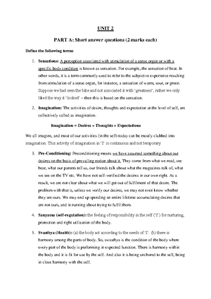 UHV - unit 3 Important Questions for AKTU Exam - UNIT 3 Short answer ...