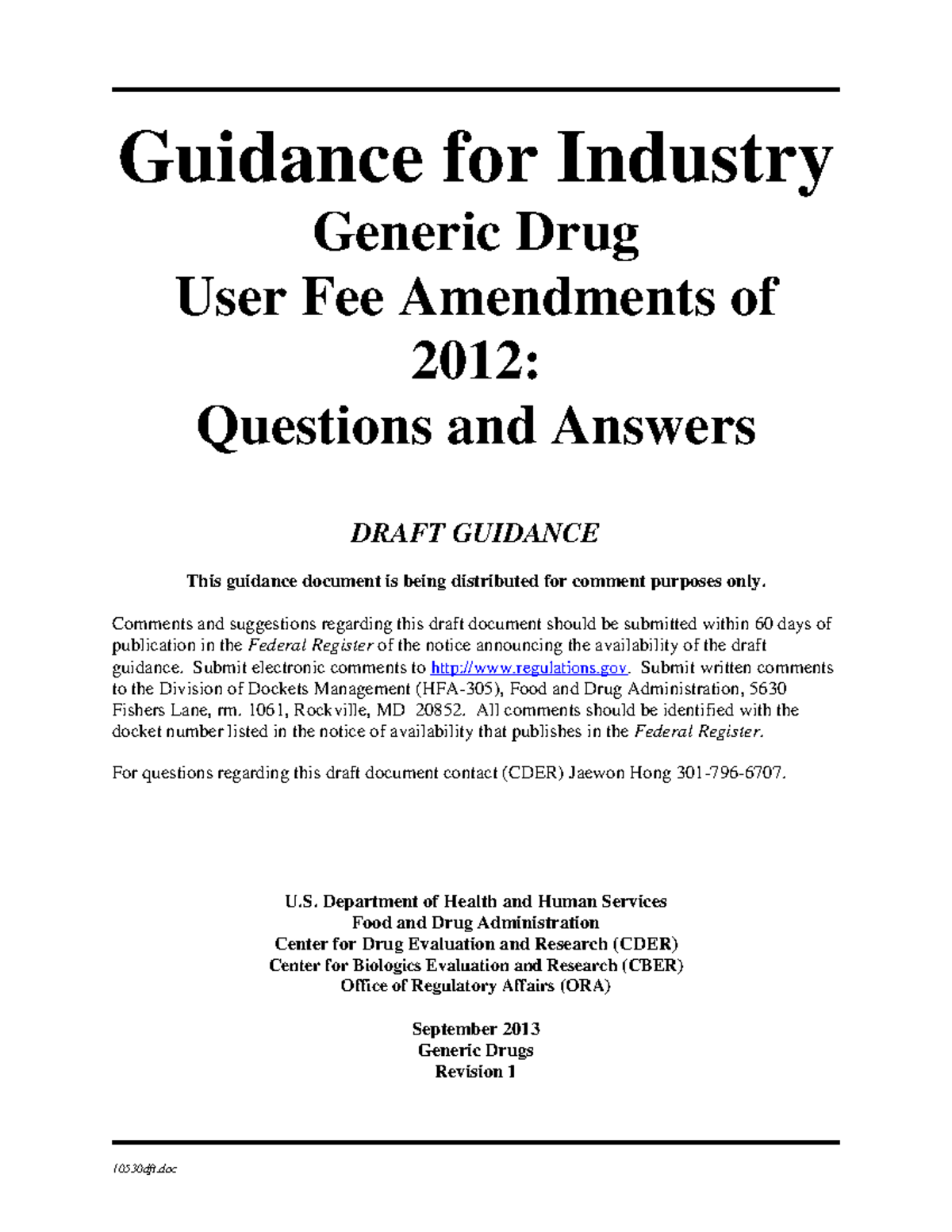 Gdufa - guidelines - 10530dft Guidance for Industry Generic Drug User ...