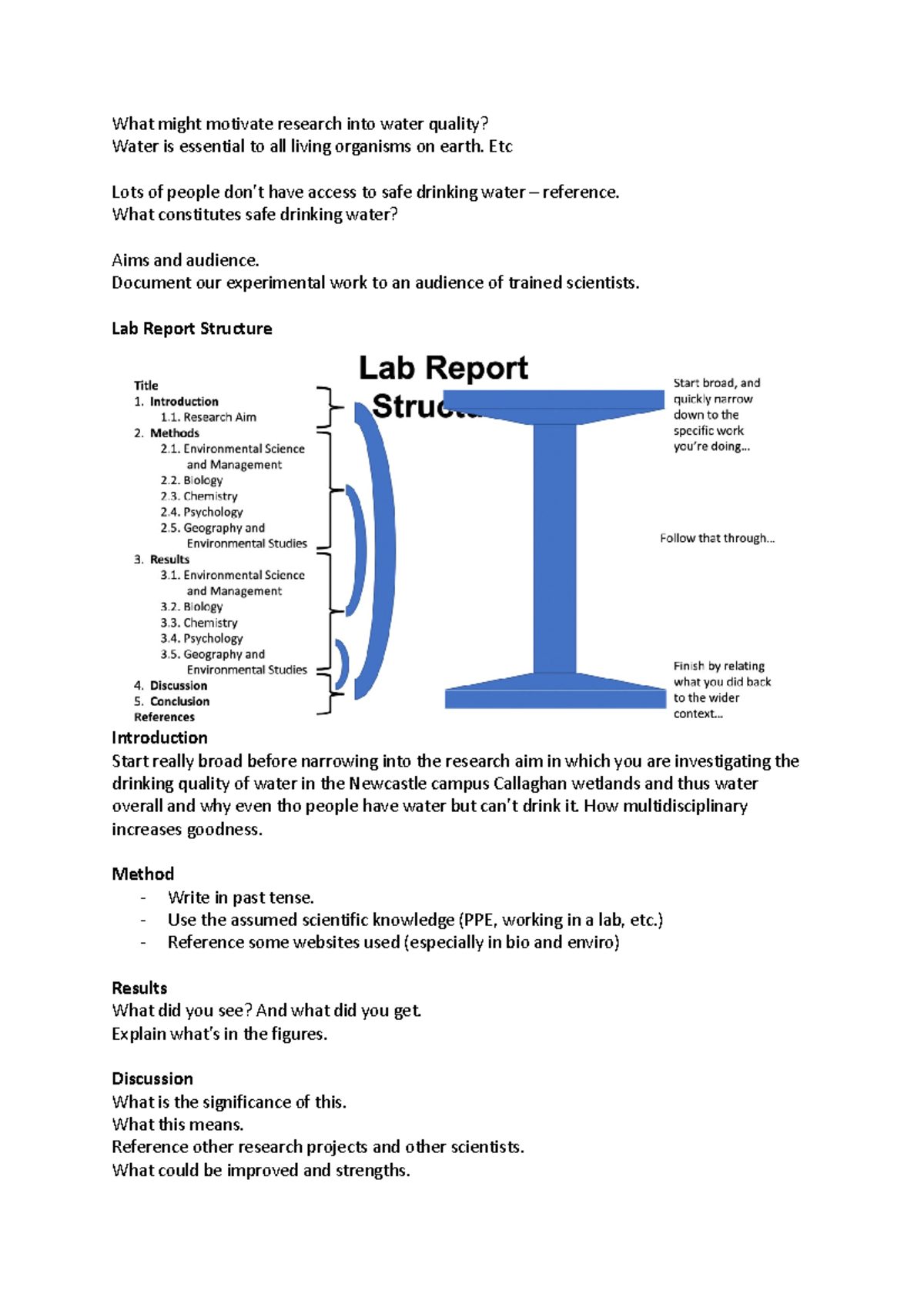 Lab Report on Water structure What might motivate research into water