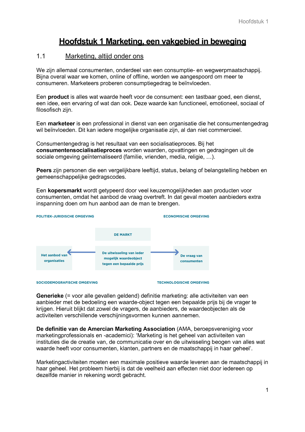 Samenvatting Marketing Management 2021 - Hoofdstuk 1 Marketing, Een ...