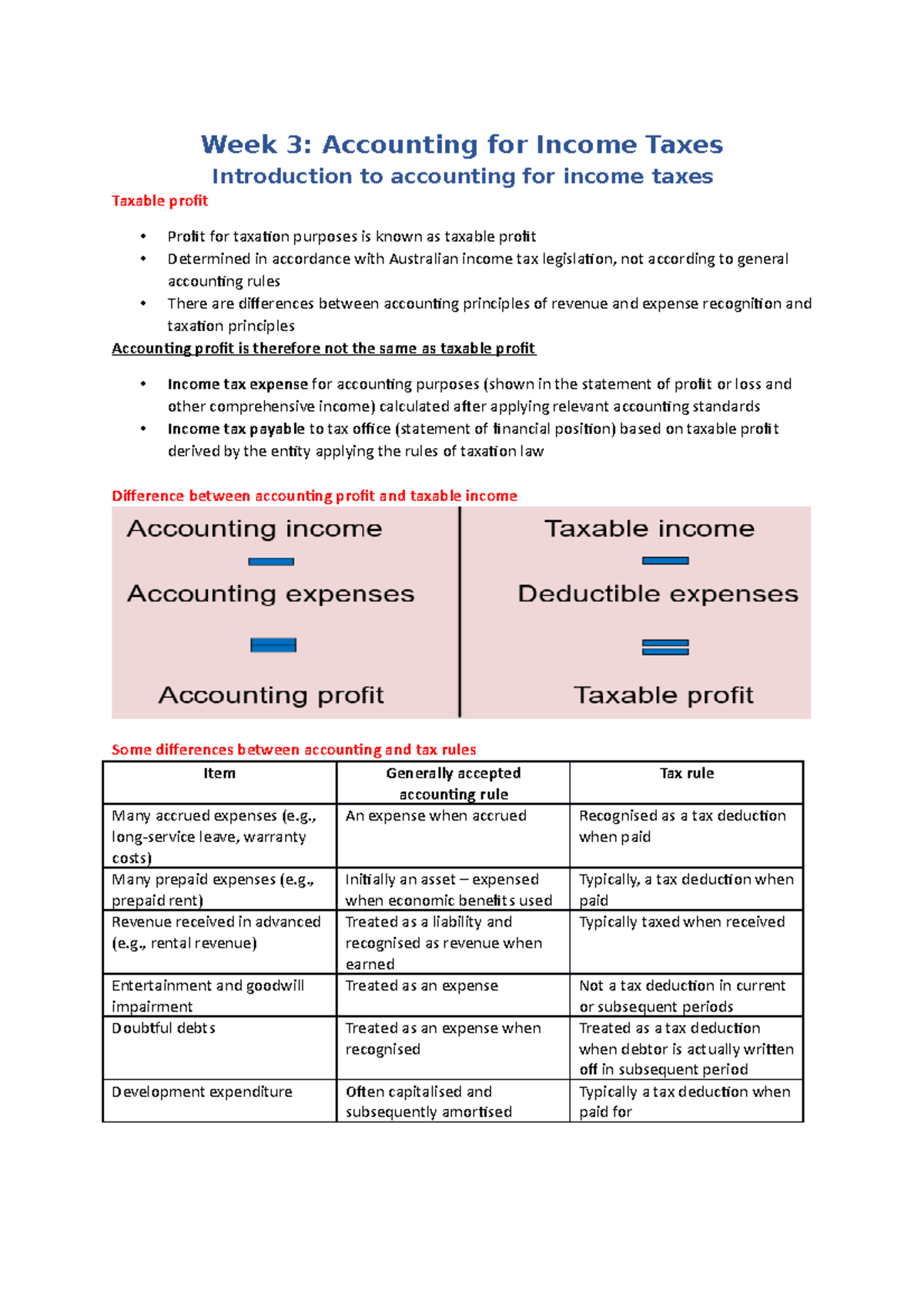 CAS Week 3 - Accounting For Income Tax - Week 3: Accounting For Income ...