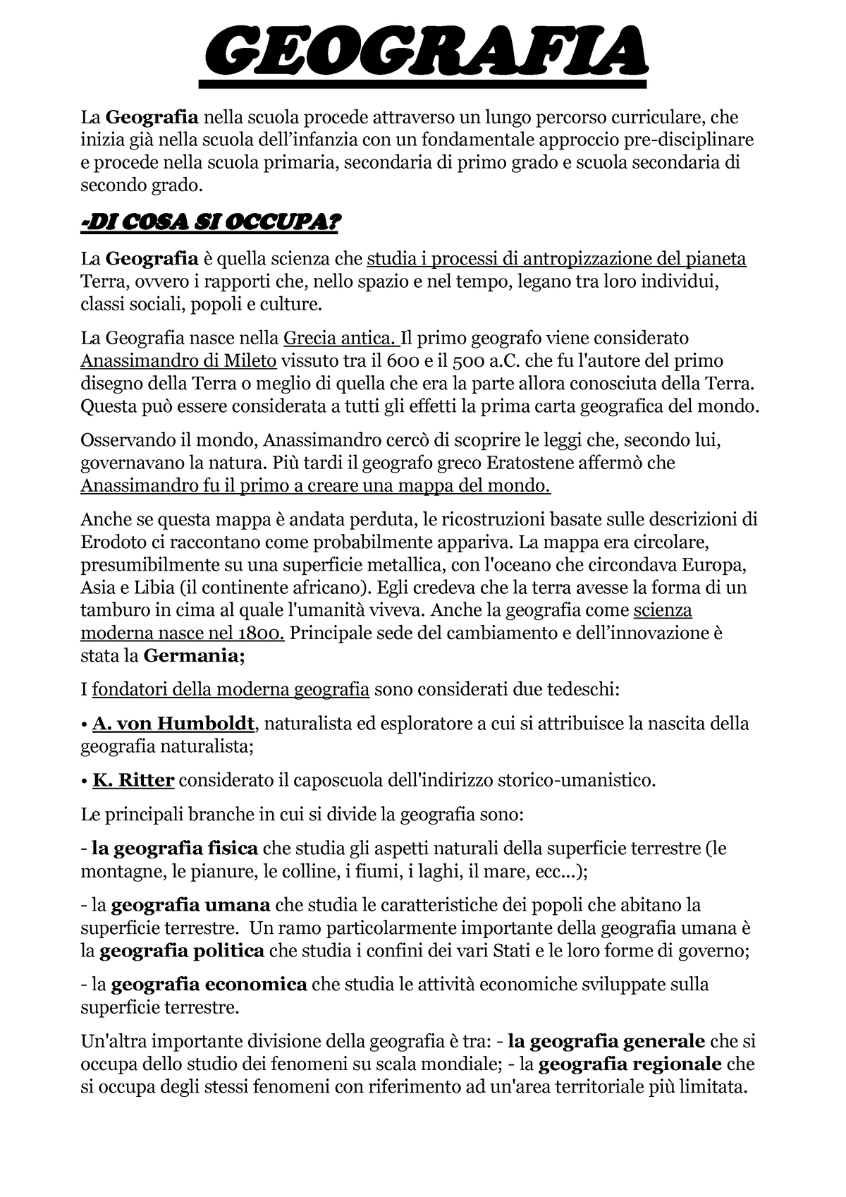 Geografia Capitolo 1 - Libro Geografia Generale - GEOGRAFIA La ...