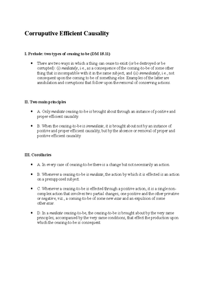 What an Efficient Cause Is - Preliminary Remarks A. Suarez and the ...