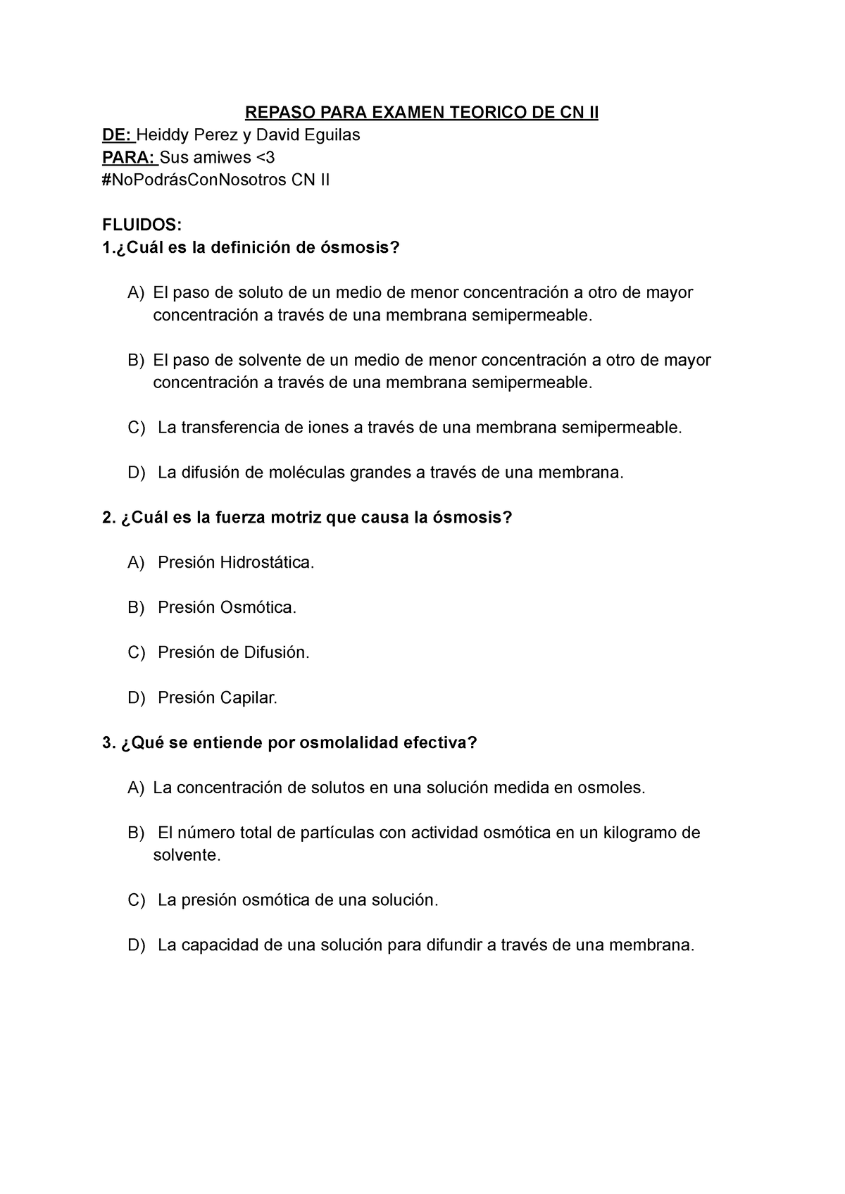 Repaso PARA Examen Teorico DE CN REPASO PARA EXAMEN TEORICO DE CN II