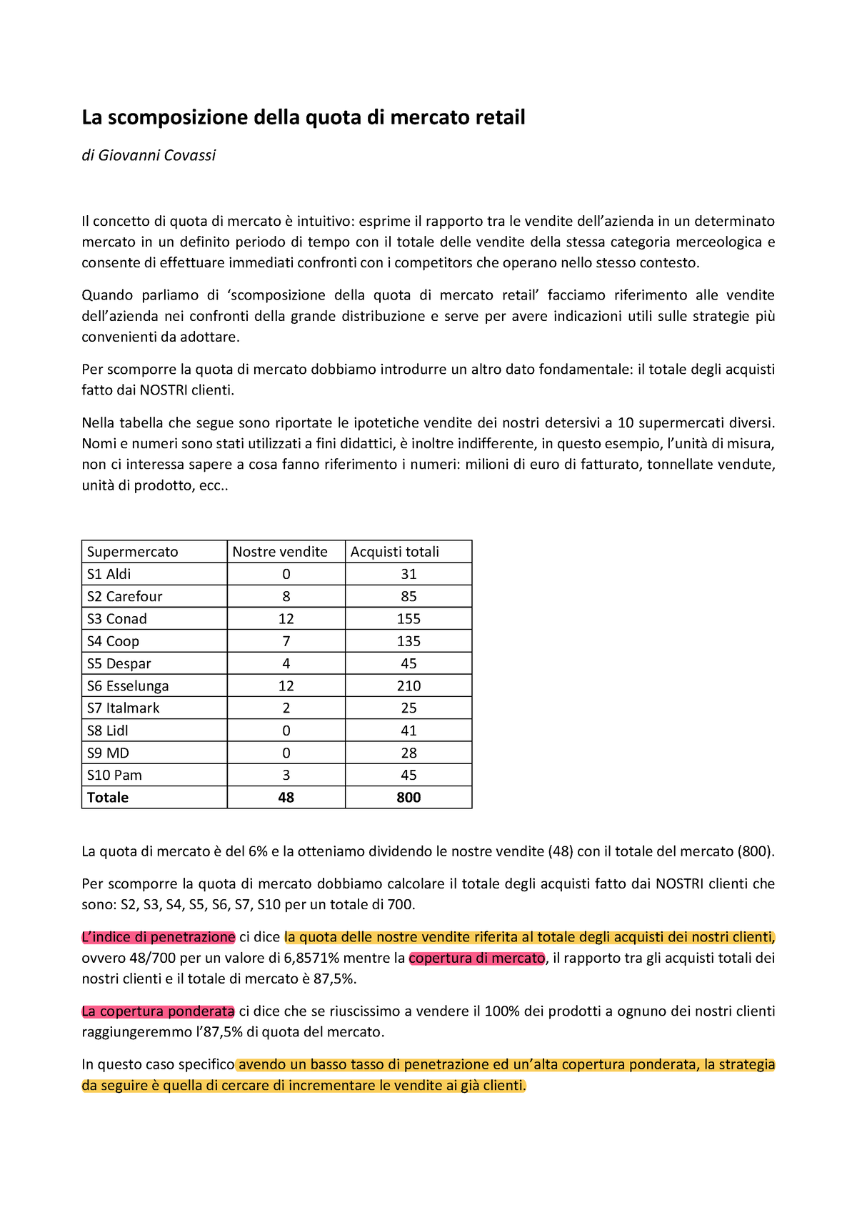 La Scomposizione Della Quota Di Mercato - Quando Parliamo Di ...