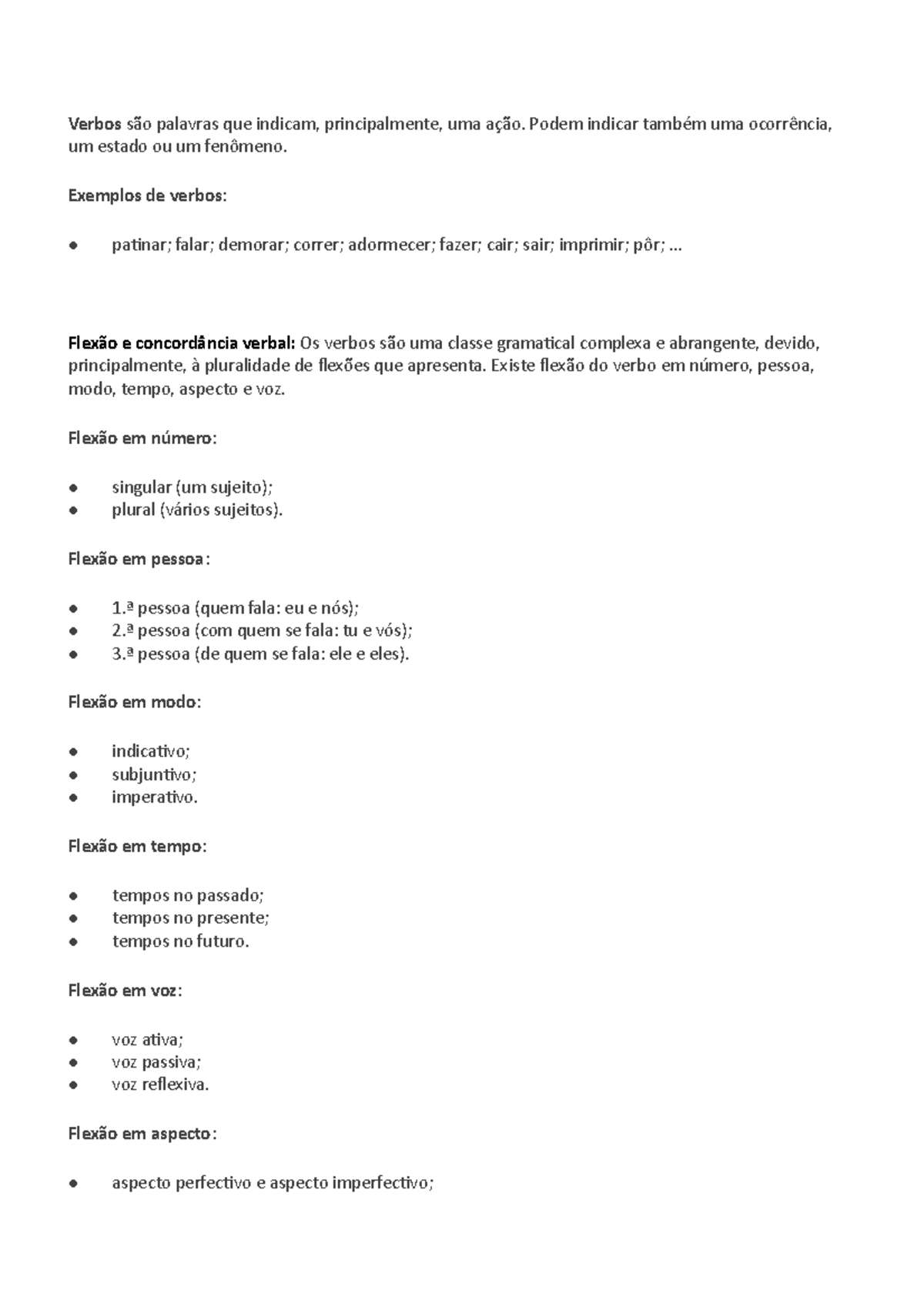 Gramática - Verbos - Apontamentos 7 - Verbos são palavras que indicam ...