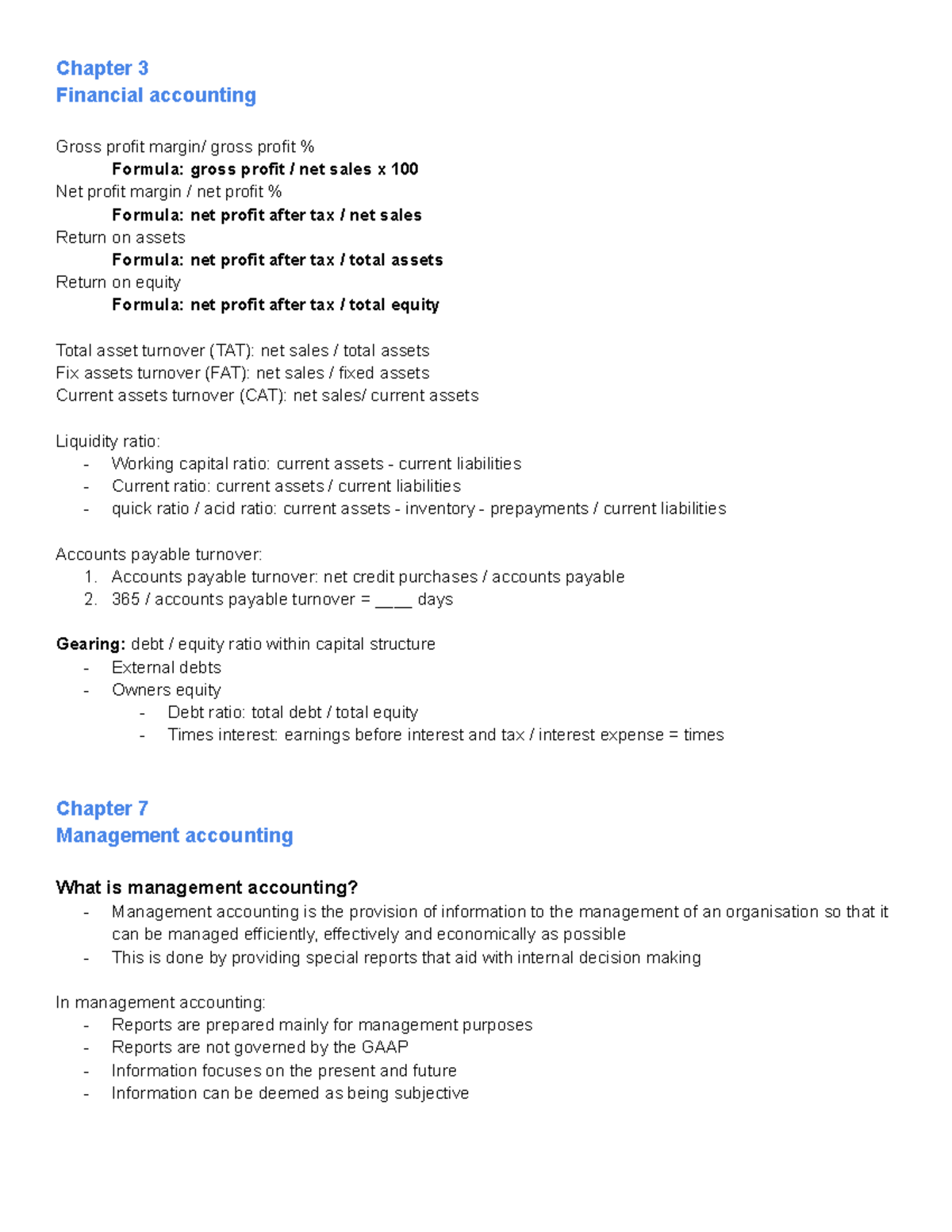 ACCTN101-22B - Notes - Chapter 3 Financial accounting Gross profit ...