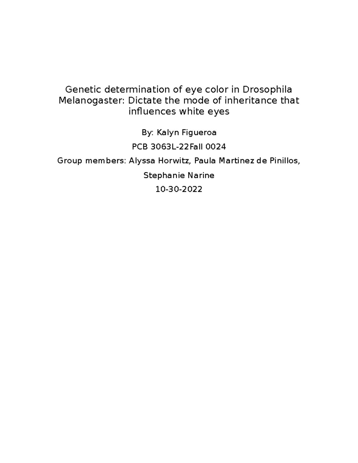 Lab Report 1 TA Erin determination of eye color in