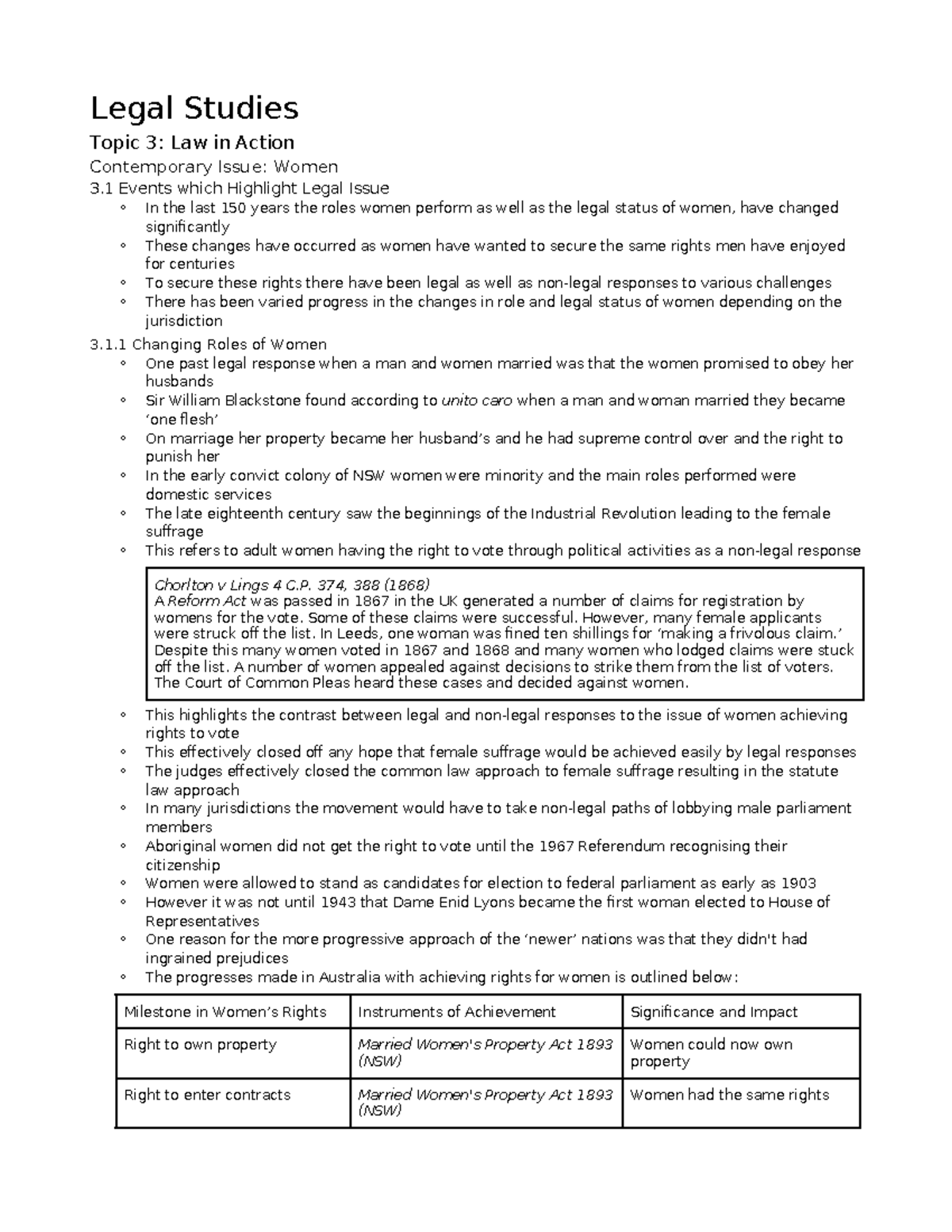 Legal notes topic 3 - Legal Studies Topic 3: Law in Action Contemporary ...