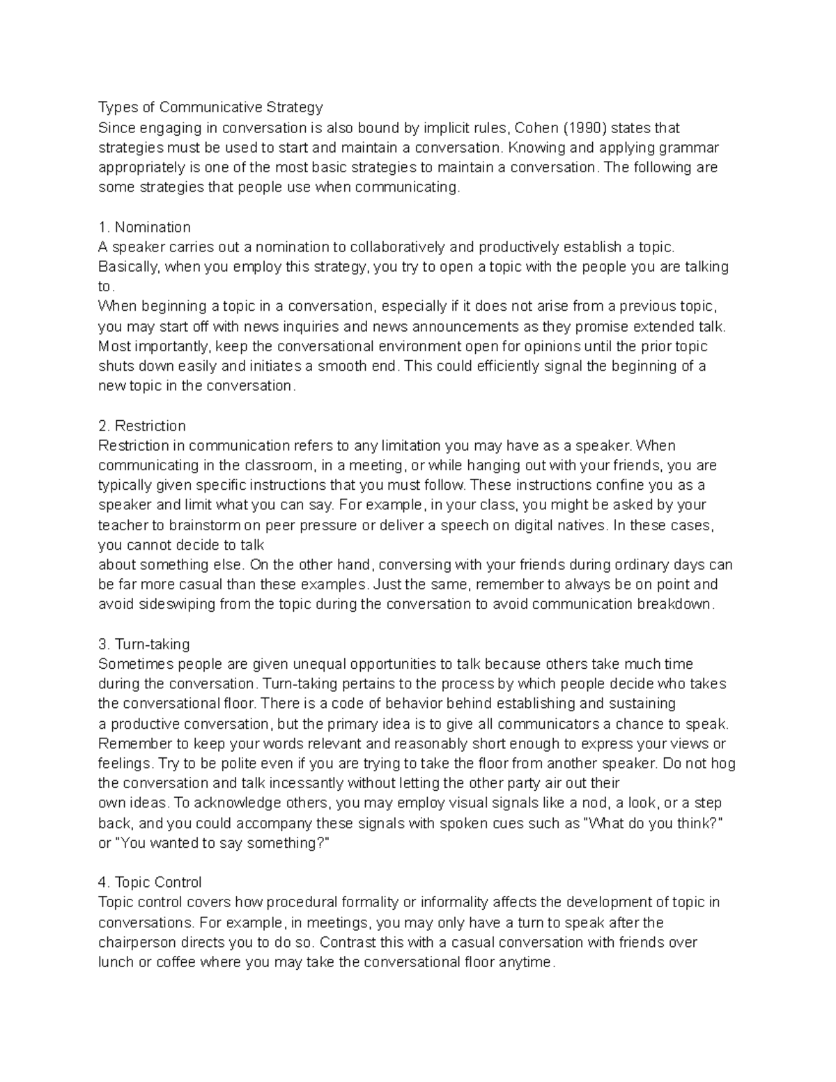 Types of Communicative Strategy - Knowing and applying grammar ...