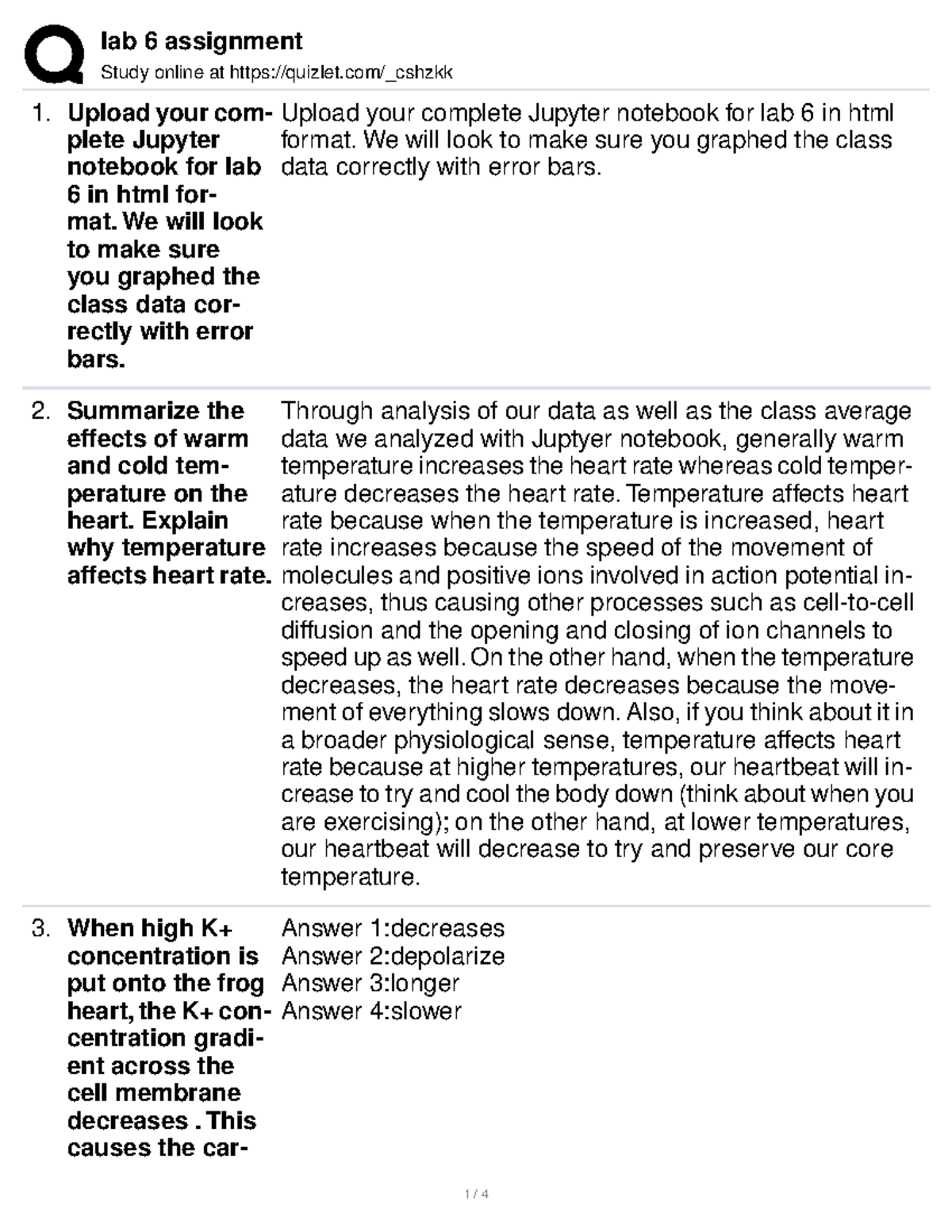 assignment reflect on the lab quizlet