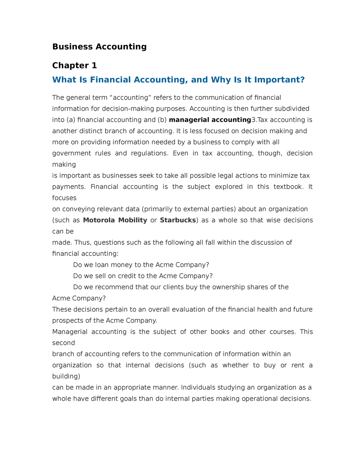 Business Accounting Chapter 1 What Is Financial Accounting, And Why Is ...