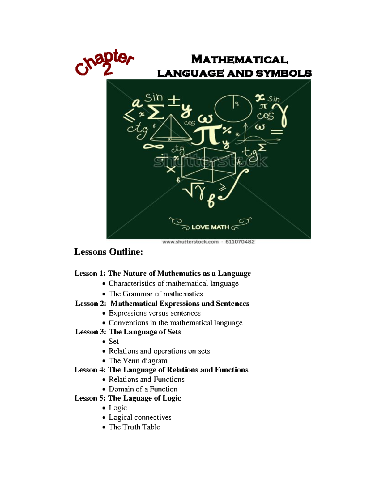 Chapter 2 - Mathematical Language and Symbols - Mathematical language ...