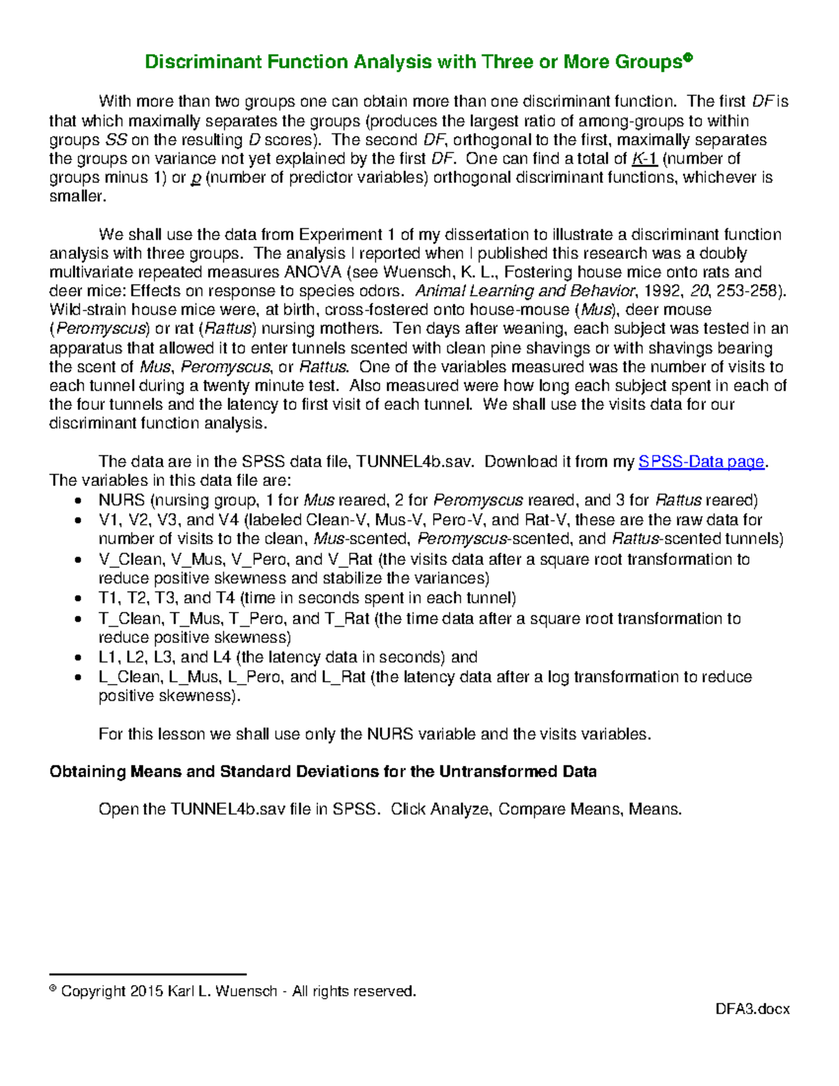 Discriminant Function Analysis with Three or More Groups - The first DF ...