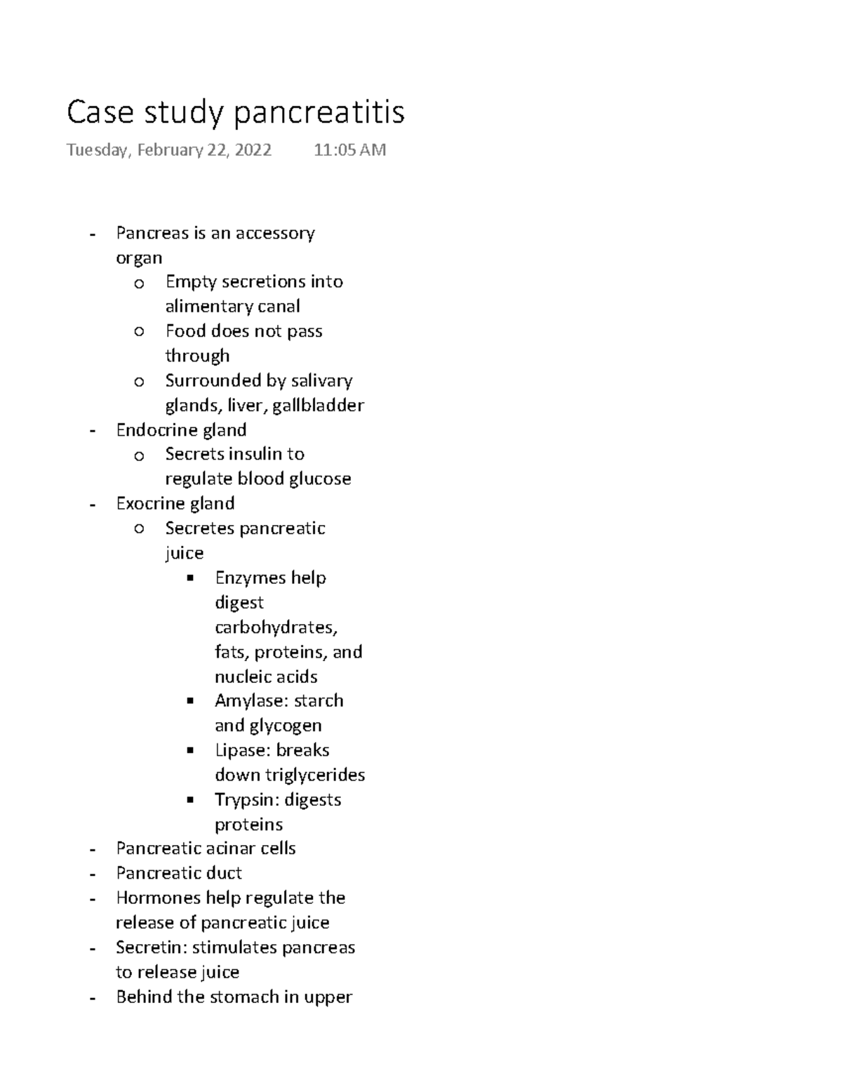 nursing case study on pancreatitis