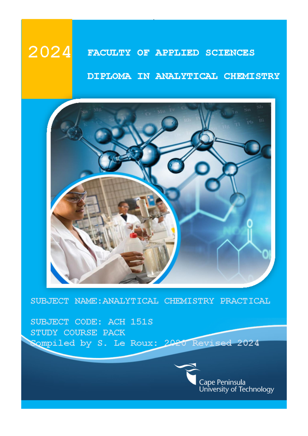 ACH151S Anal Chem 1 Course Material 2024 - FACULTY OF APPLIED SCIENCES ...
