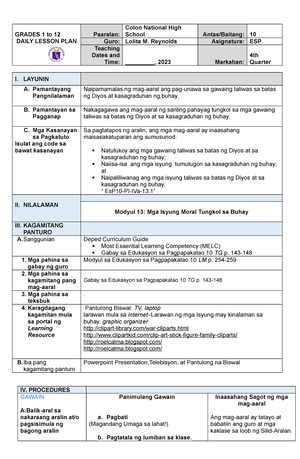 Detailed lesson Plan -2nd quarter CO health 7 - Republic of the ...