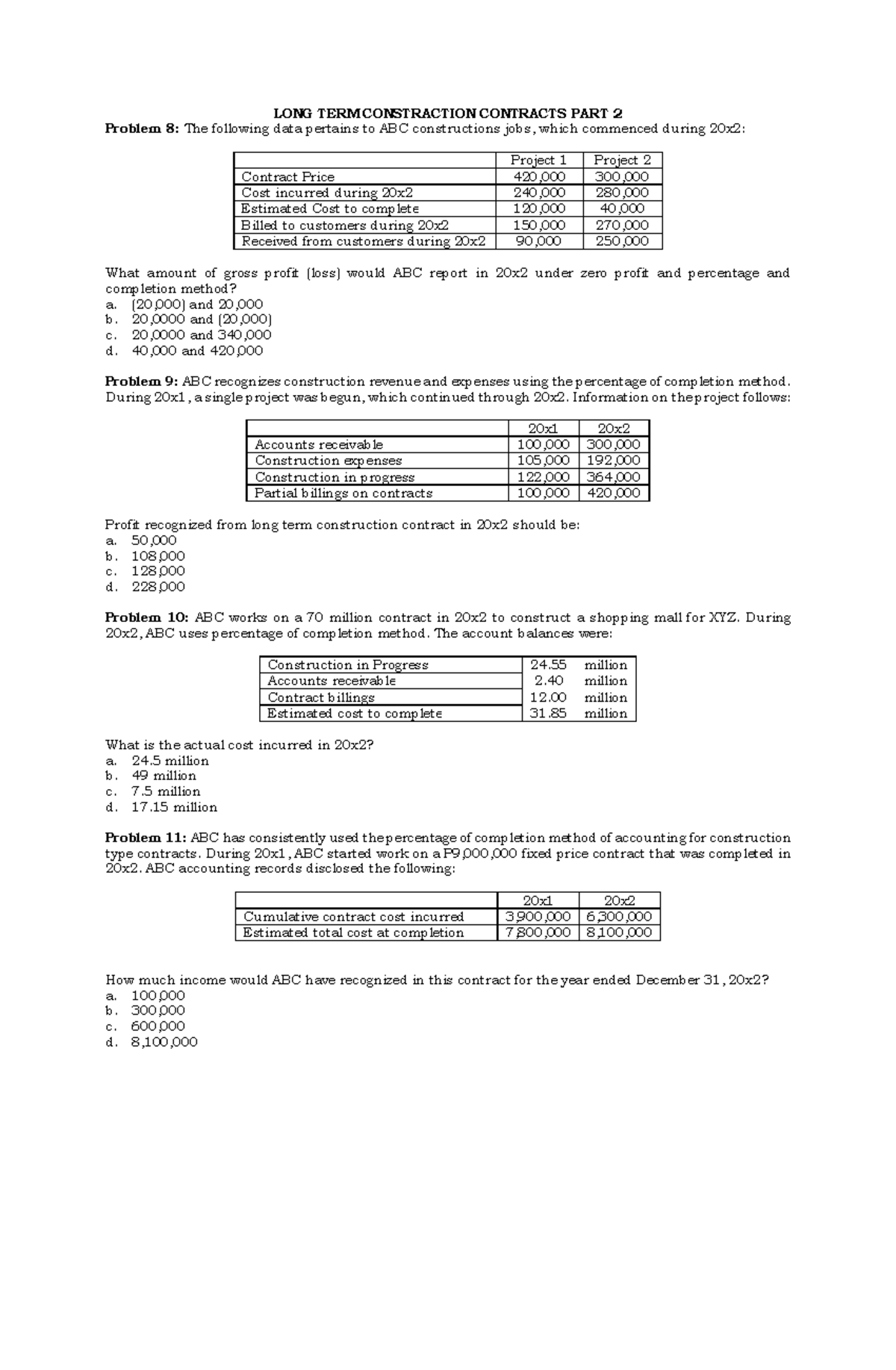 LONG TERM Constraction Contracts PART 2 for students - LONG TERM ...