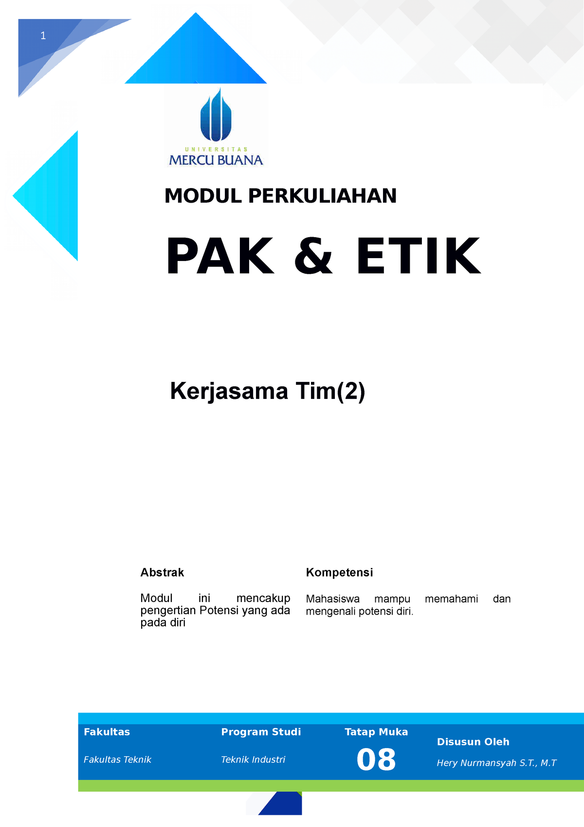 Pendidikan Anti Korupsi Pertemuan 8 - 1 MODUL PERKULIAHAN PAK & ETIK ...