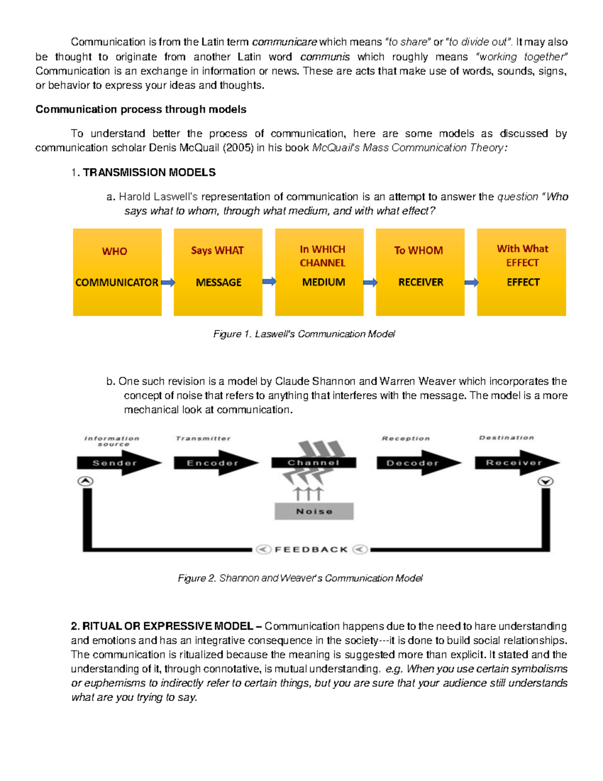 MIL-Q1 Communication - LECTURE - Communication is from the Latin term ...