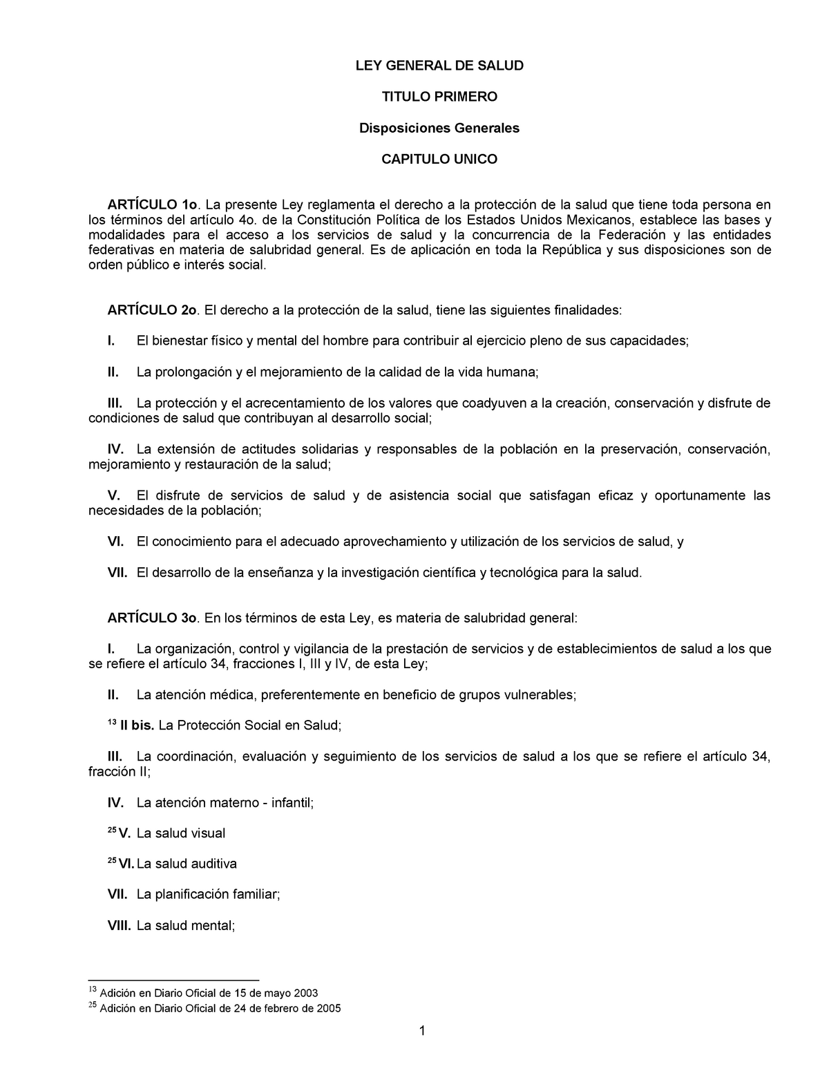 Ley General De Salud Ley General De Salud Titulo Primero Disposiciones Generales Capitulo 1224