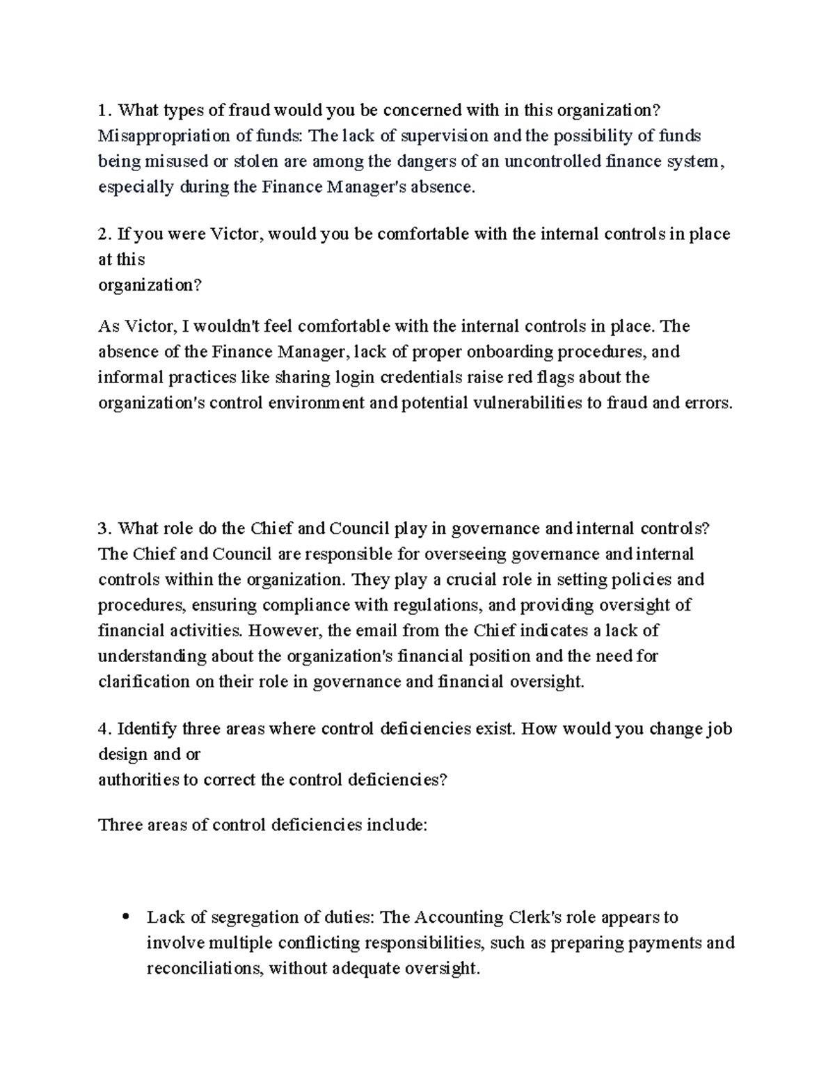 Account case study - What types of fraud would you be concerned with in ...