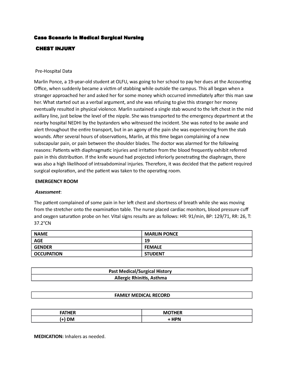 clinical cases medical surgical nursing case studies pdf