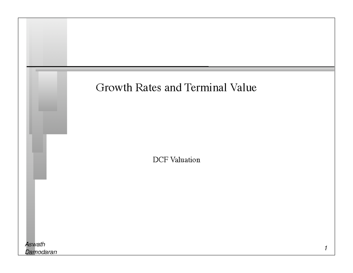 Growthandtermvalue THIS INCLUDES GROWTH VALUE CALCULATION Aswath