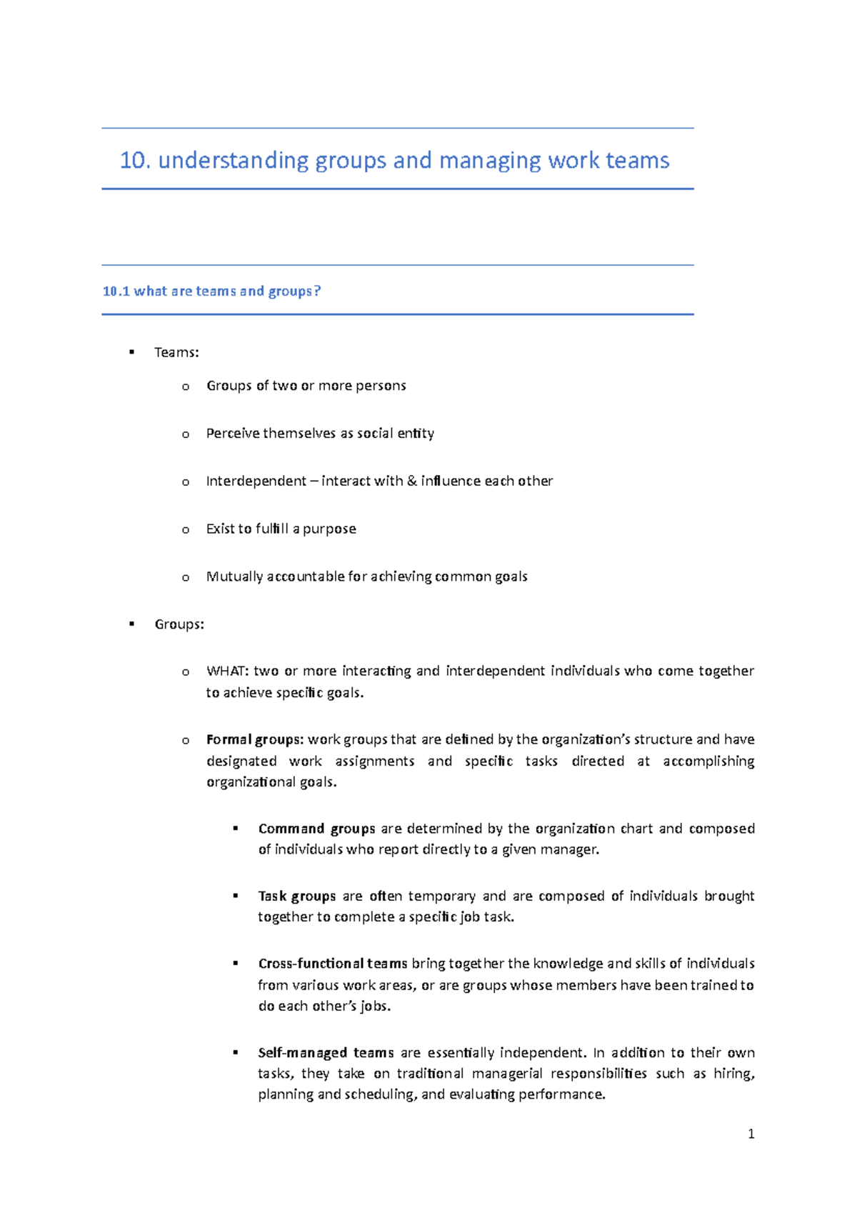 Management Summary C10 - 10. Understanding Groups And Managing Work ...