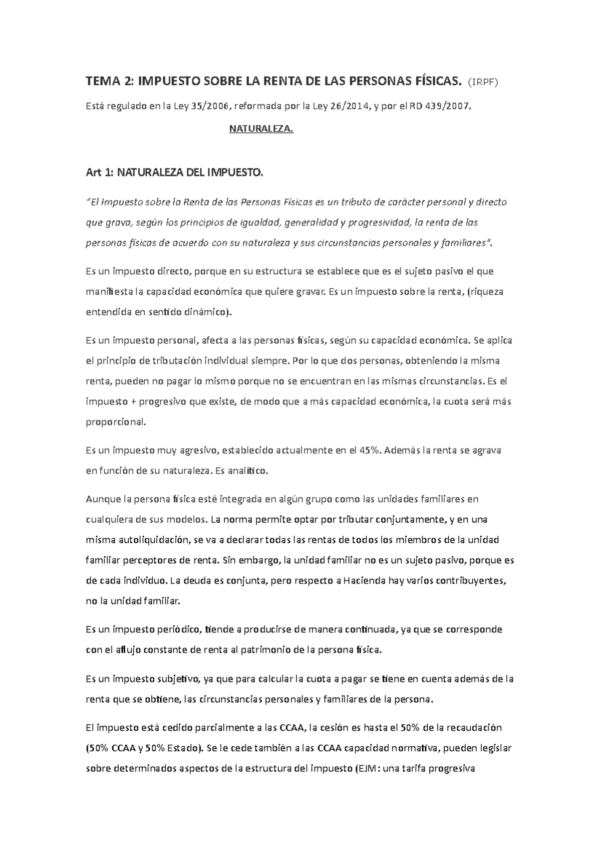 TEMA 2 - Apuntes 2 - TEMA 2: IMPUESTO SOBRE LA RENTA DE LAS PERSONAS ...