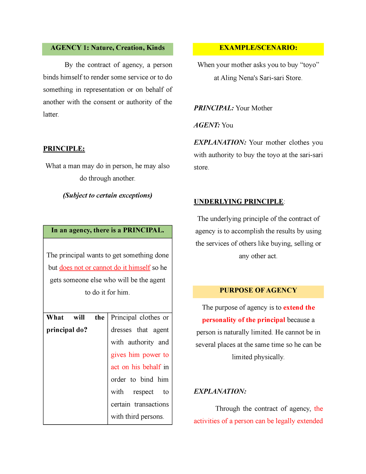 Agency 1 - LECTURE NOTES - AGENCY 1: Nature, Creation, Kinds By The ...