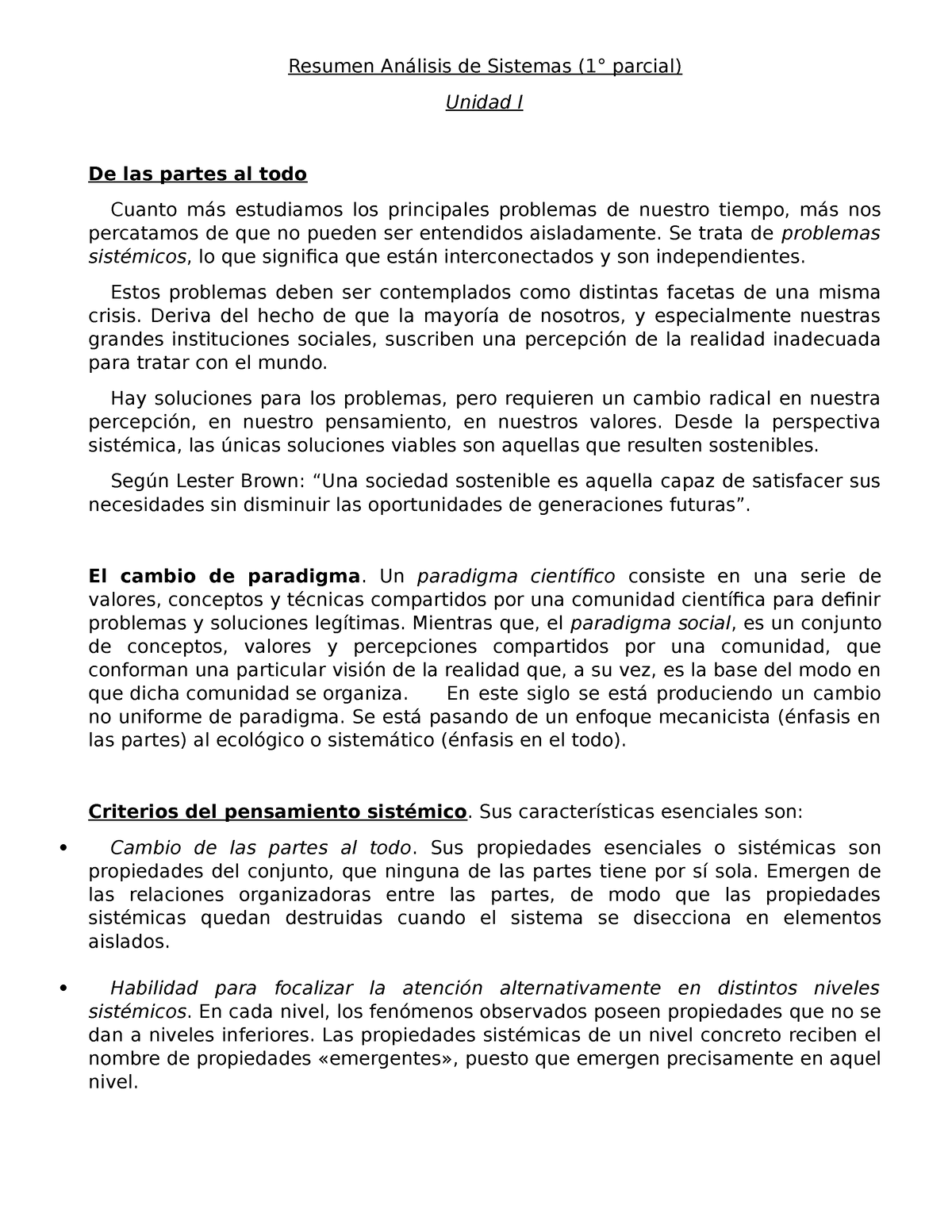 Análisis De Sistemas - 1° Parcial - Resumen Análisis De Sistemas (1 ...