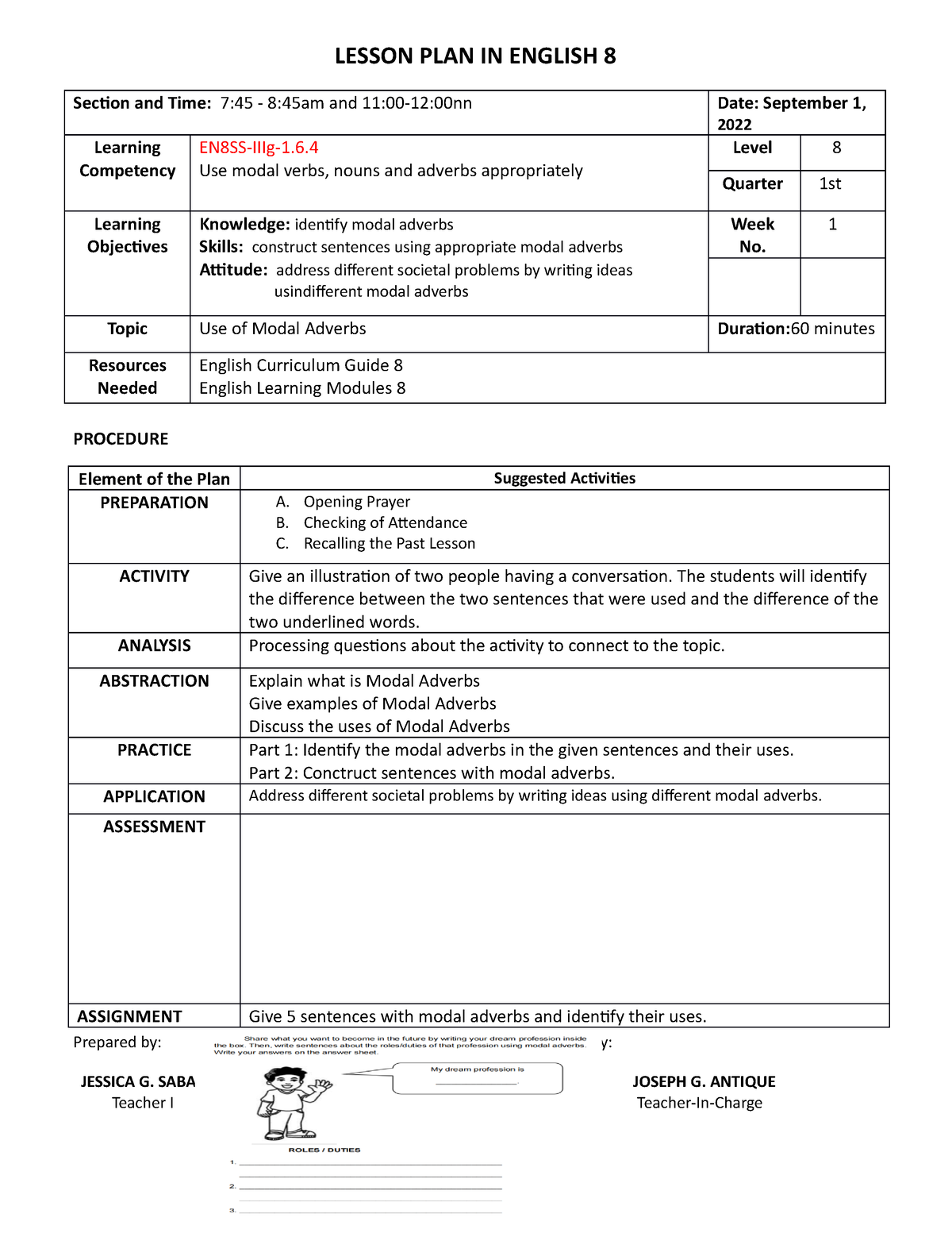 Week 2- day 2- Sept. 1 - This lesson plan can be utilized for Grade 8 ...