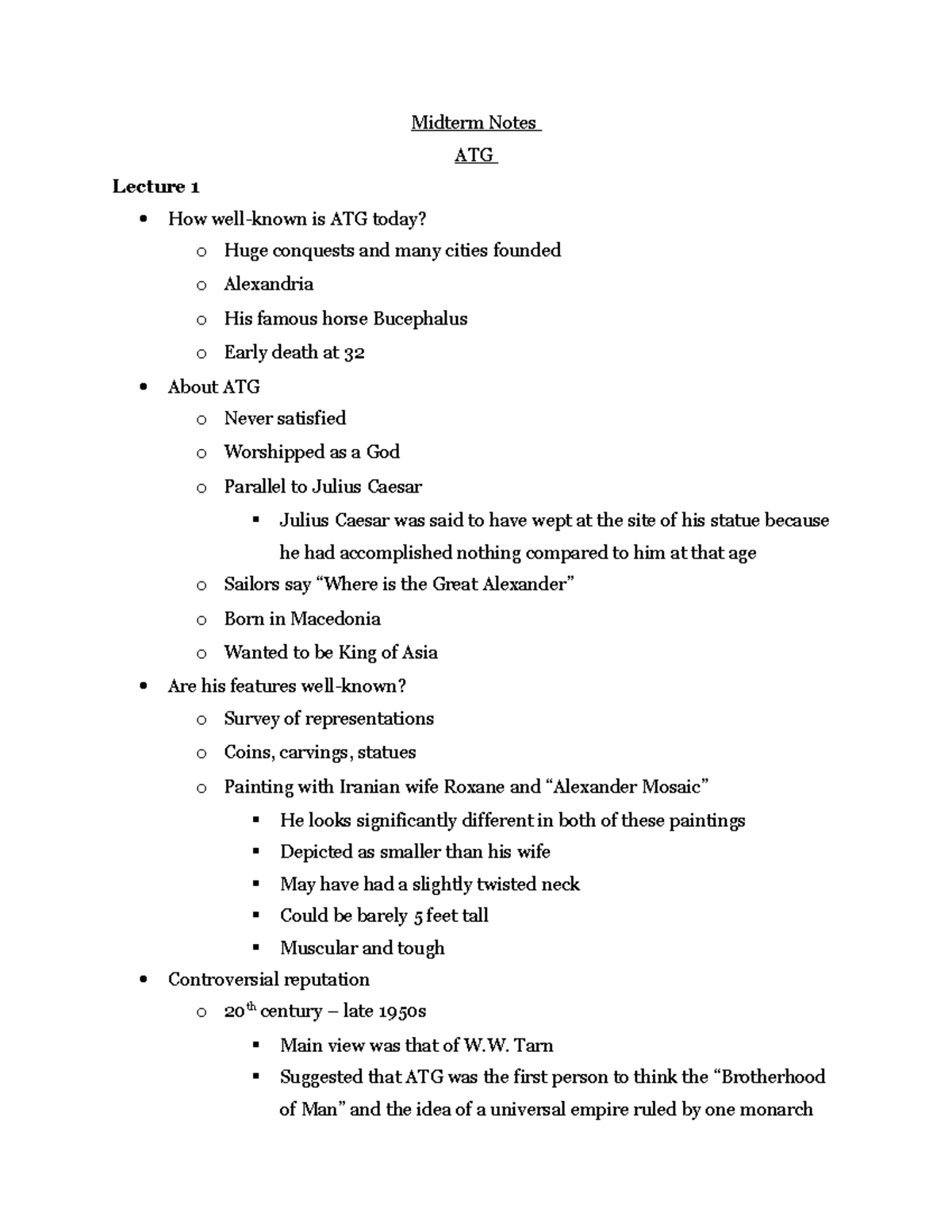 ATG mid term notes - Midterm Notes ATG Lecture 1 How well-known is ATG ...