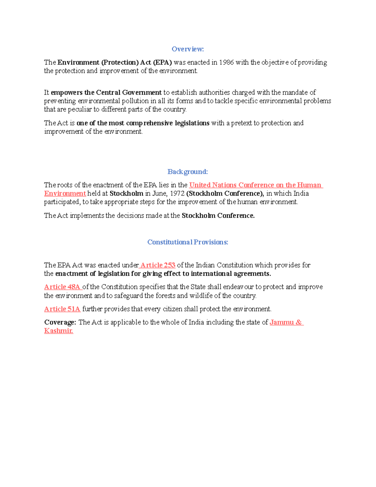 Env protection act ppt Civil ENG Overview The Environment