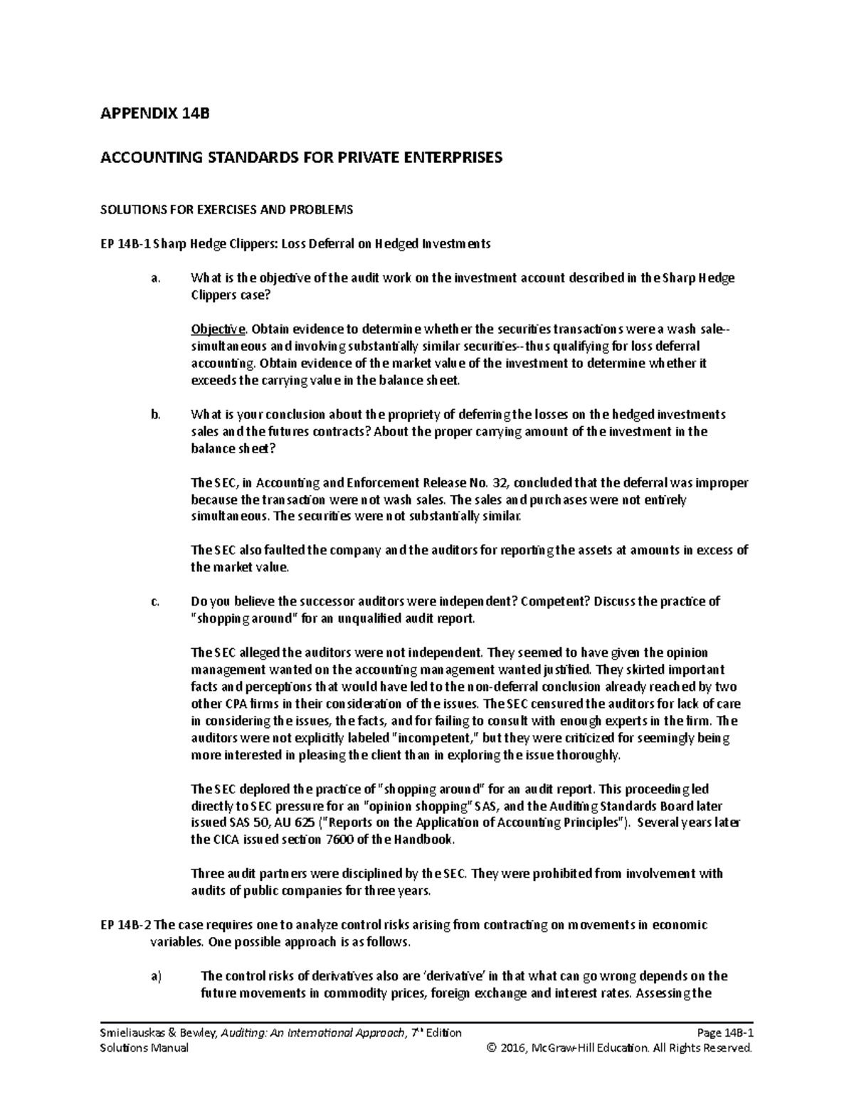 Chapter 14b Solutions - Appendix 14b Accounting Standards For Private 