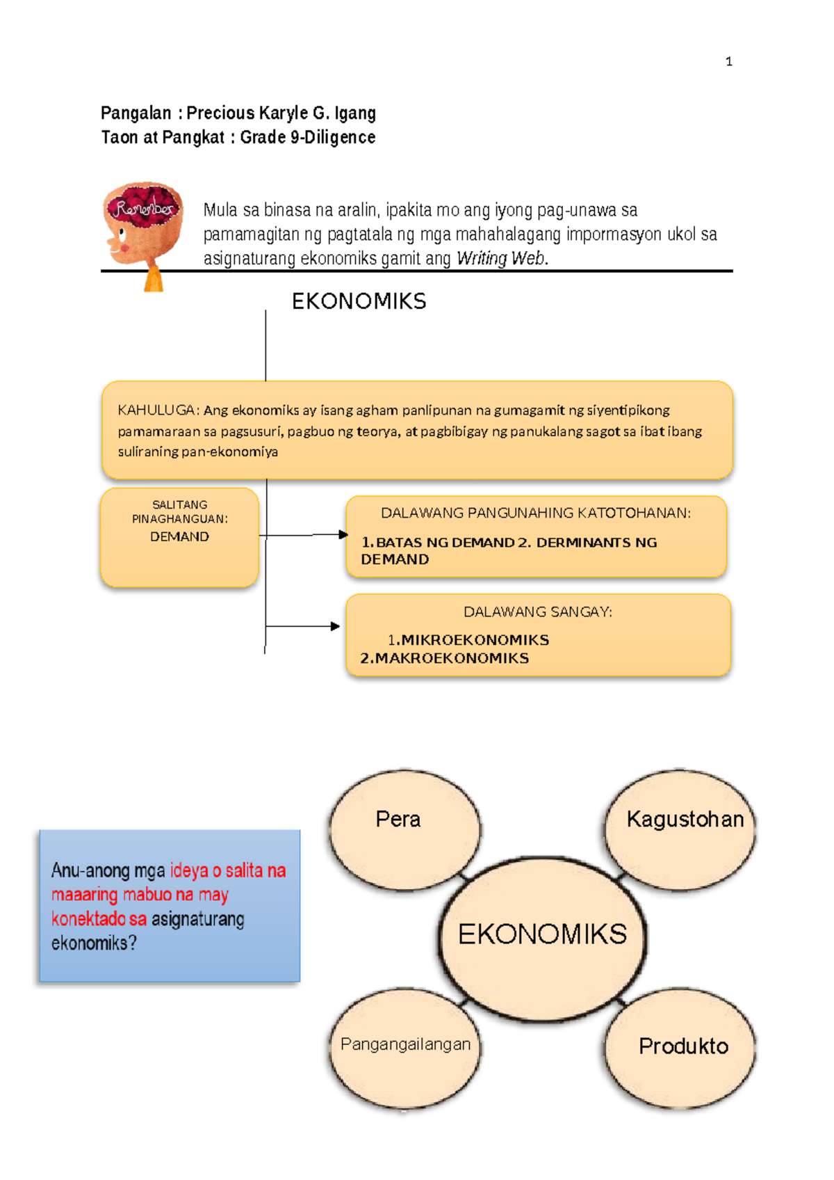 Activity 1 - LECTURE NOTES - 1 Pangalan : Precious Karyle G. Igang Taon ...
