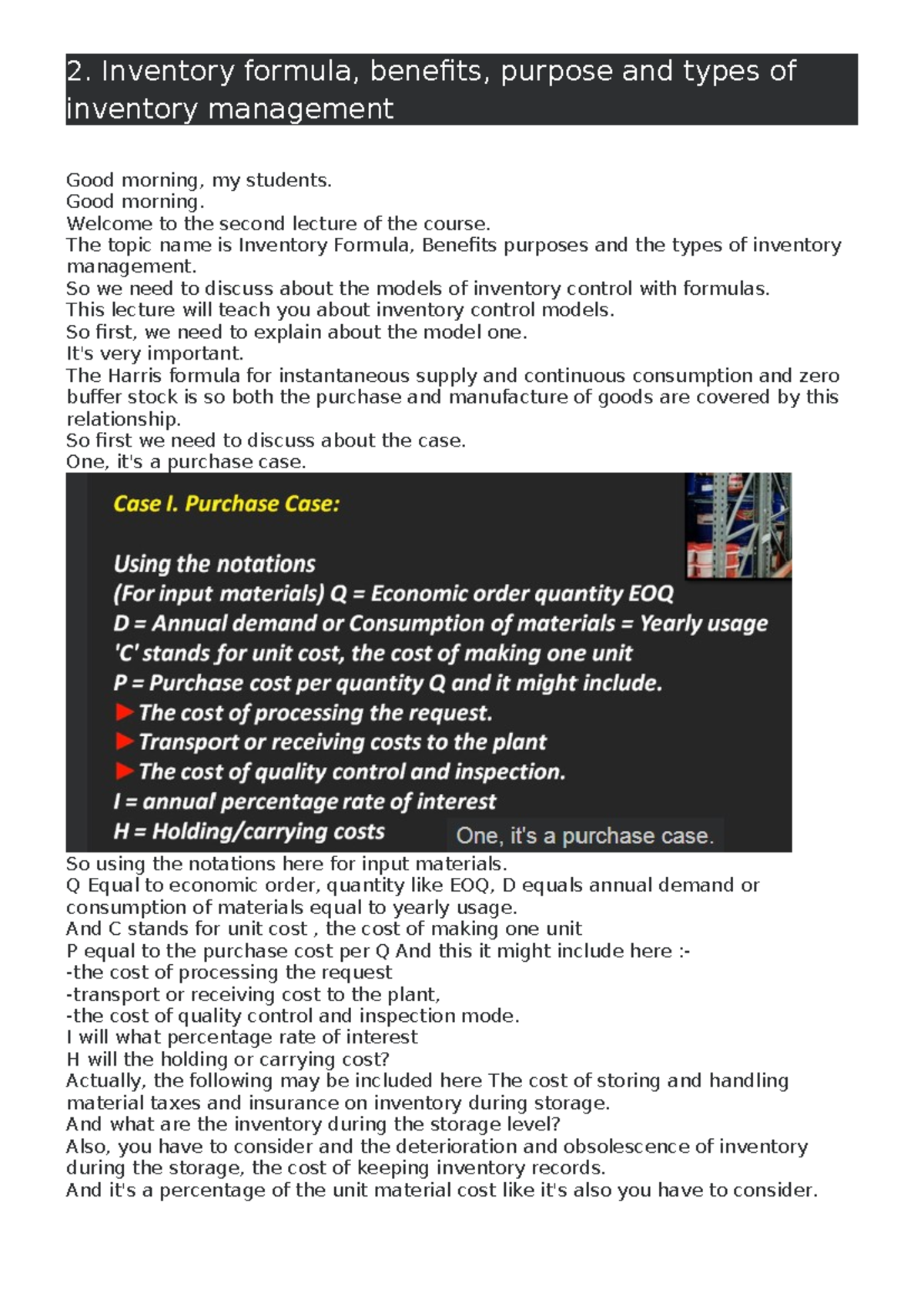 Chapter 2 Master Course in Inventory Management and Inventory Control ...