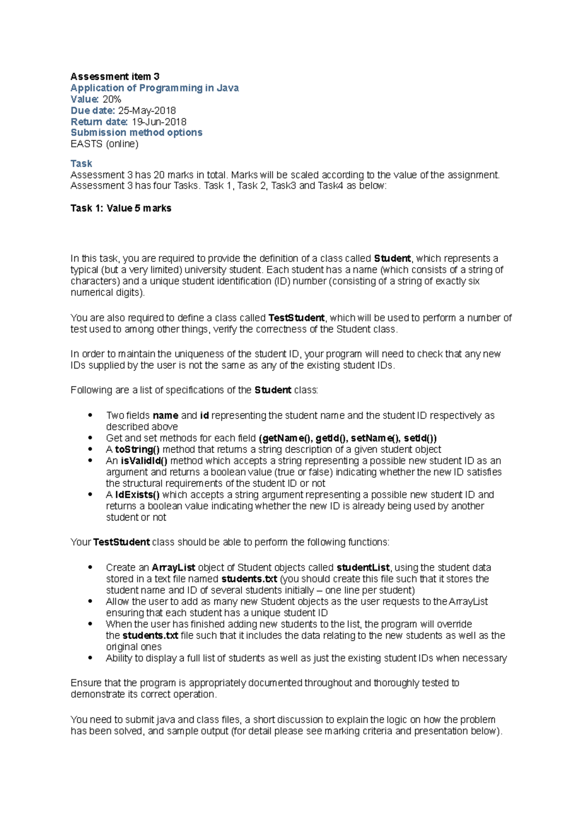 Assessment 03 Java Assessment Theory Assessment Theory - Assessment ...