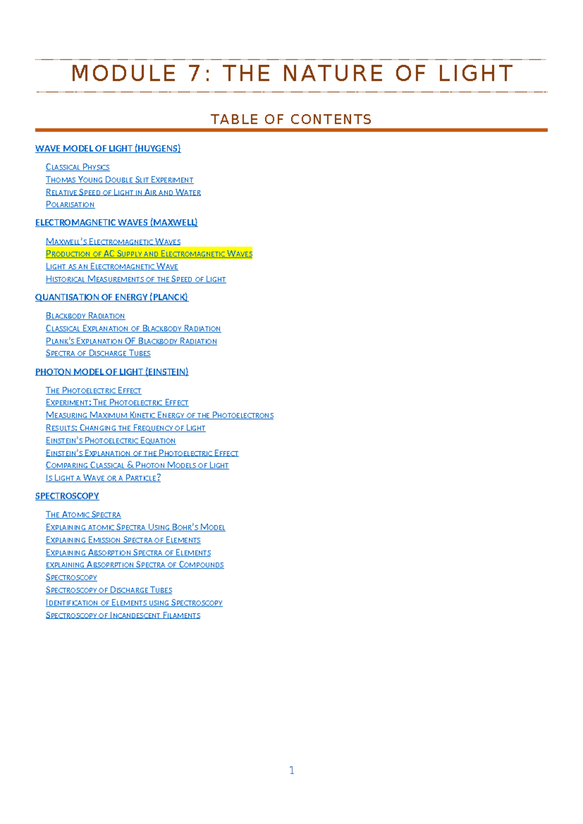 Module 7 Notes Physics M O D U L E 7 T H E N A T U R E O F L I G H T Table Of Contents Wave 5608