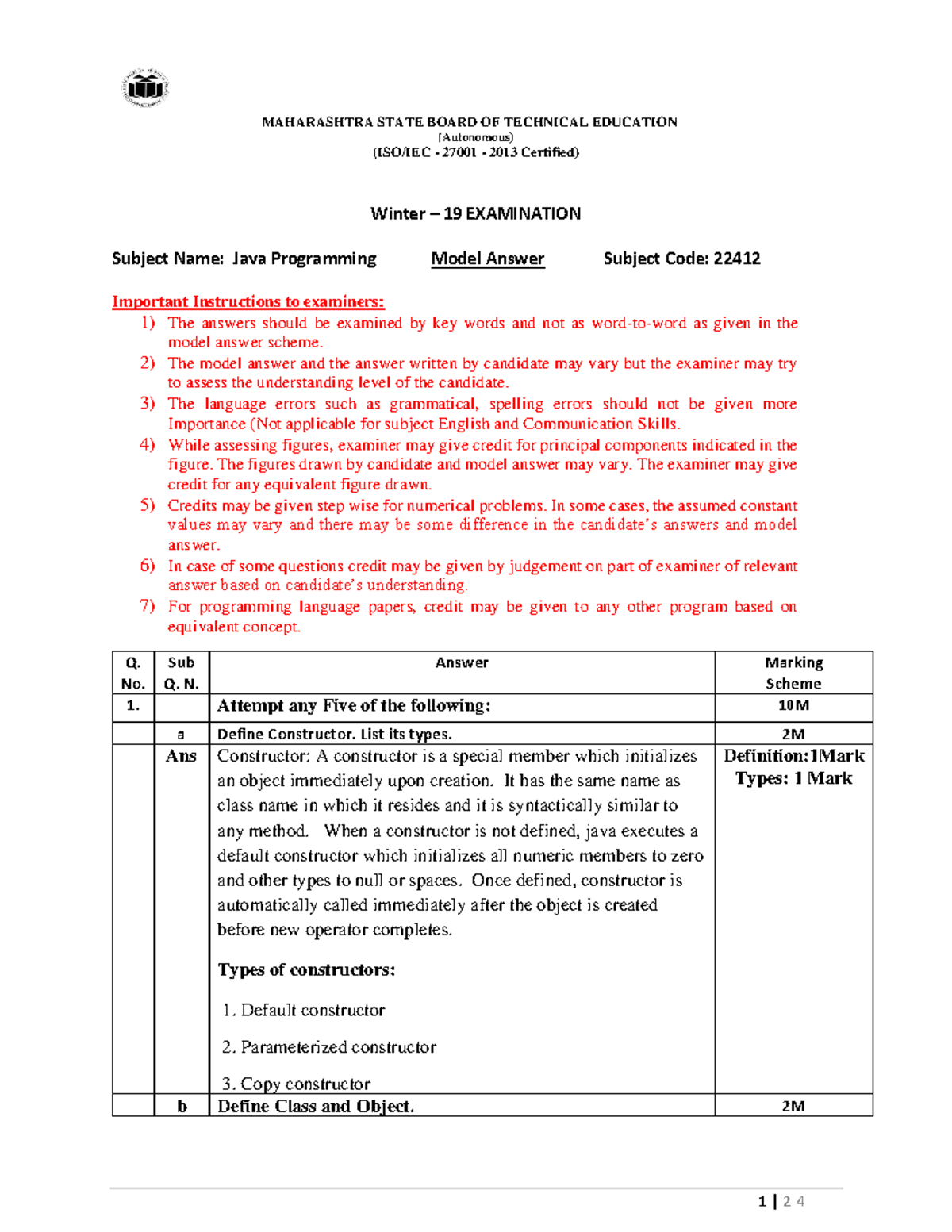 22412 Model Answer Winter 2019 - (Autonomous) (ISO/IEC - 27001 - 2013 ...