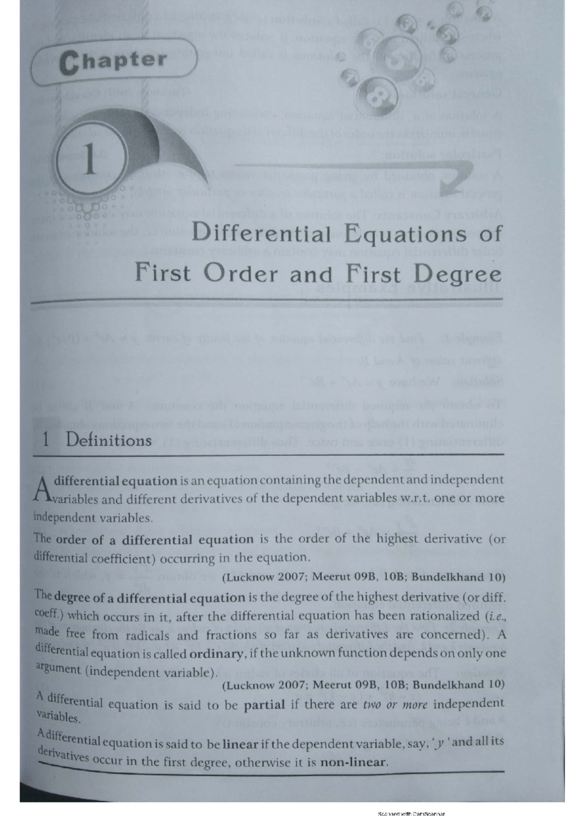 Differential equation Chapter 1 - Bachalor of science - Studocu