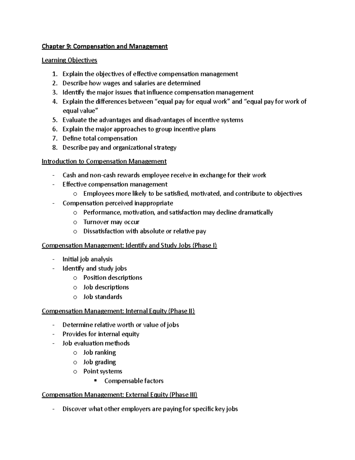 Lecture 18 Notes on Chapter 9 - Chapter 9: Compensation and Management ...