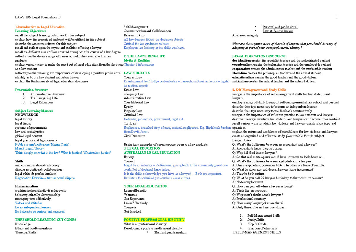 Legal Foundations B Exam Template 106 - 1 To Legal Education Learning ...