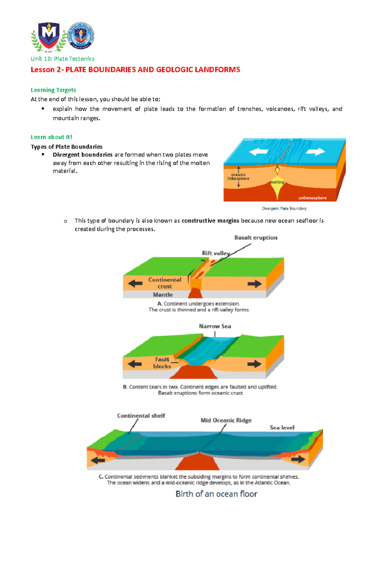 2 Plate Boundaries and Geologic Landforms 081922 - Unit 10: Plate ...